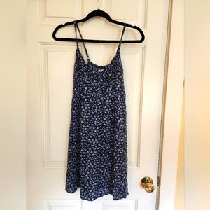 Hollister Navy Ditsy Floral Midi Dress Tie Back Beach Festival Size Medium